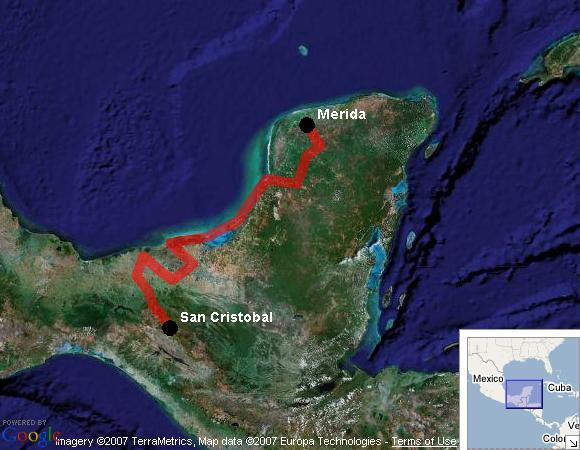 route map of Mexican Three Week Odyssey 2008