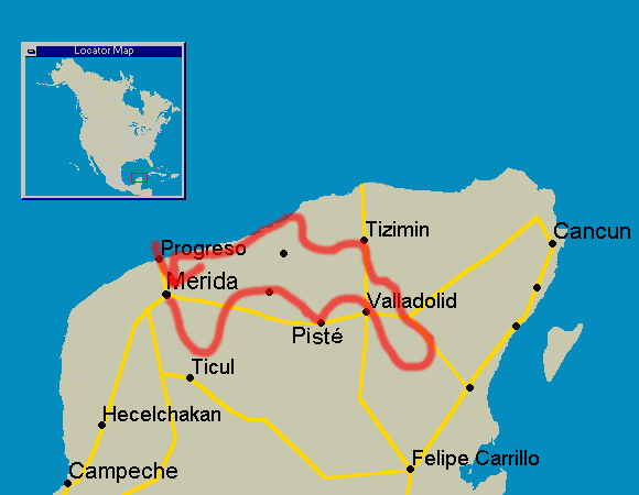 route map of More Yucatan Backroads 2011