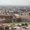 Birds eye view of Cholula from atop the great pyramid of Cholula.